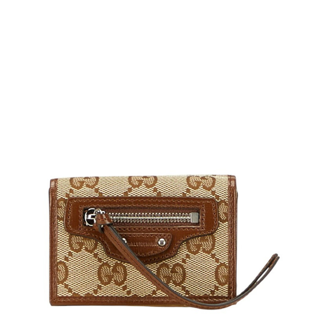 Gucci Balenciaga The Hacker Project Neo Wallet Bi fold Brown Canvas Leather